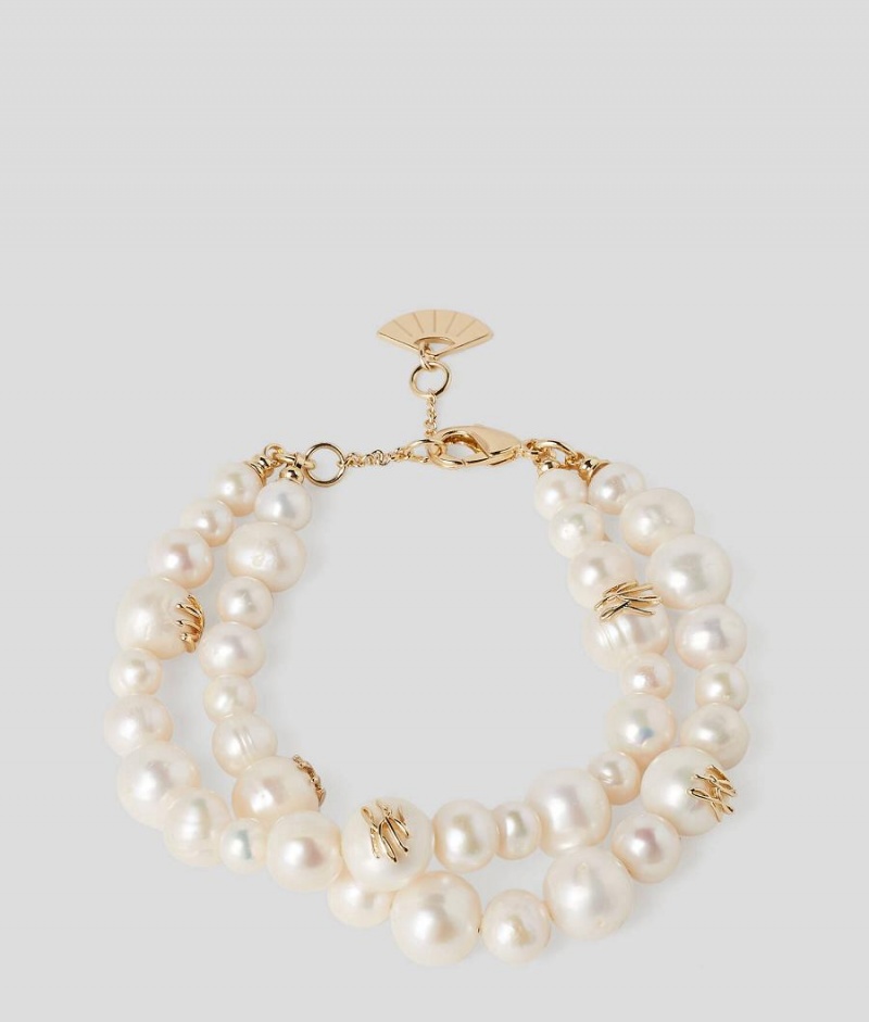 Biżuteria Damskie Karl Lagerfeld K/AUTOGRAPH PEARLS DOUBLE BRACELET Złote | PL EX2184