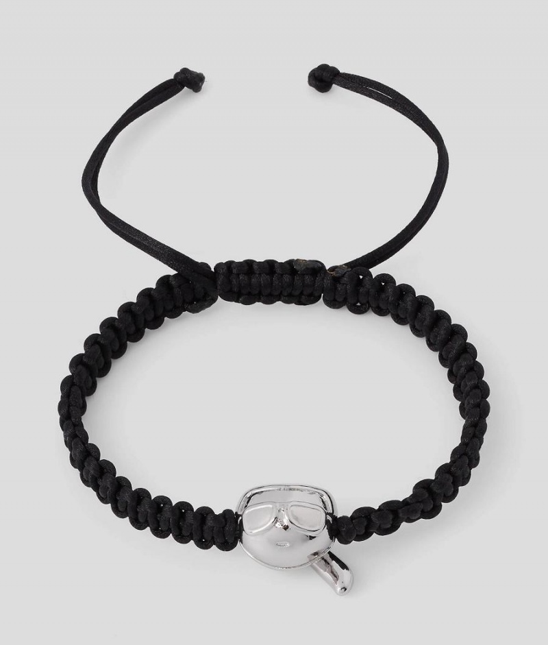 Biżuteria Damskie Karl Lagerfeld K/BRAIDED IKONIK BRACELET Czarne | PL YU2187