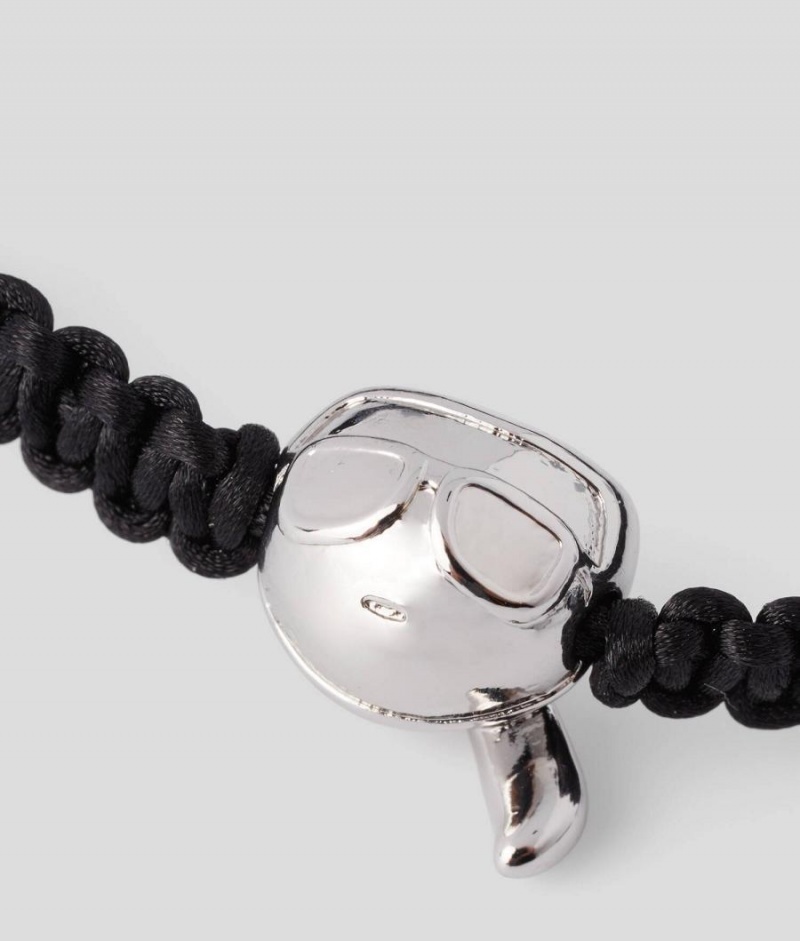 Biżuteria Damskie Karl Lagerfeld K/BRAIDED IKONIK BRACELET Czarne | PL YU2187