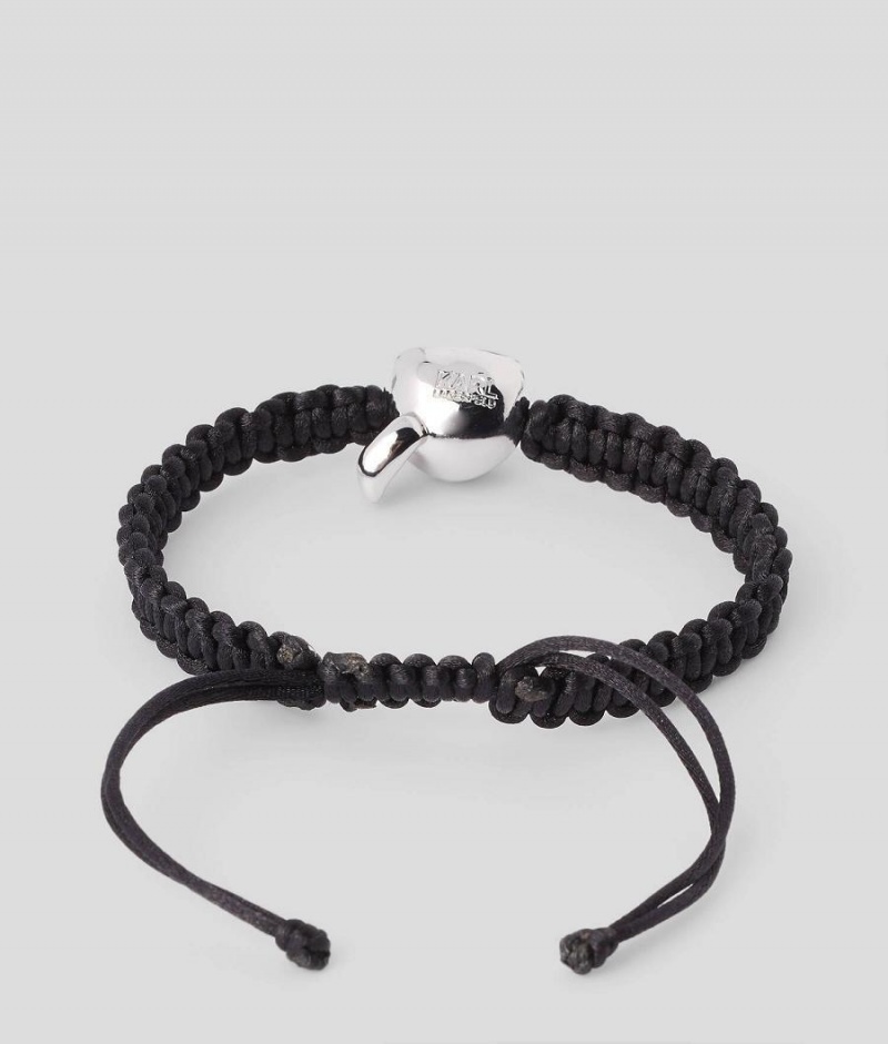 Biżuteria Damskie Karl Lagerfeld K/BRAIDED IKONIK BRACELET Czarne | PL YU2187