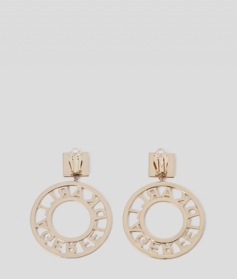 Biżuteria Damskie Karl Lagerfeld K/CIRCLE LOGO ARCHIVE CLIP-ON EARRINGS Złote | PL BC2153