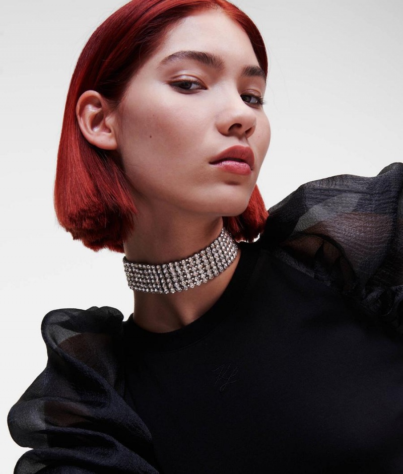 Biżuteria Damskie Karl Lagerfeld K/DAZZLE CHOKER Srebrne | PL QZ2130