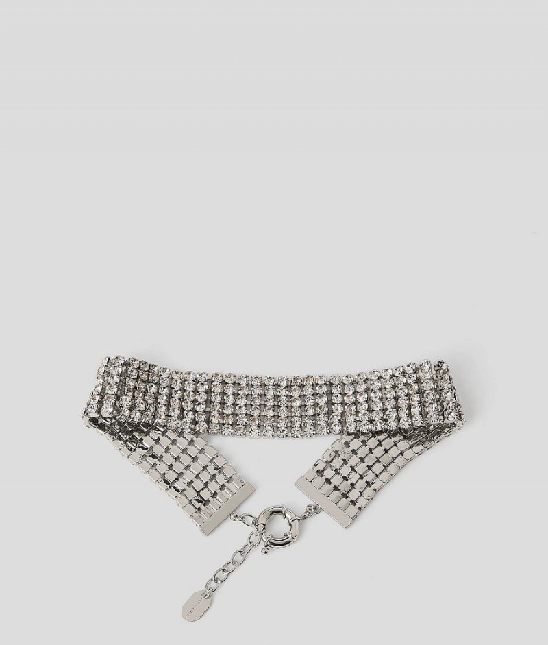 Biżuteria Damskie Karl Lagerfeld K/DAZZLE CHOKER Srebrne | PL QZ2130