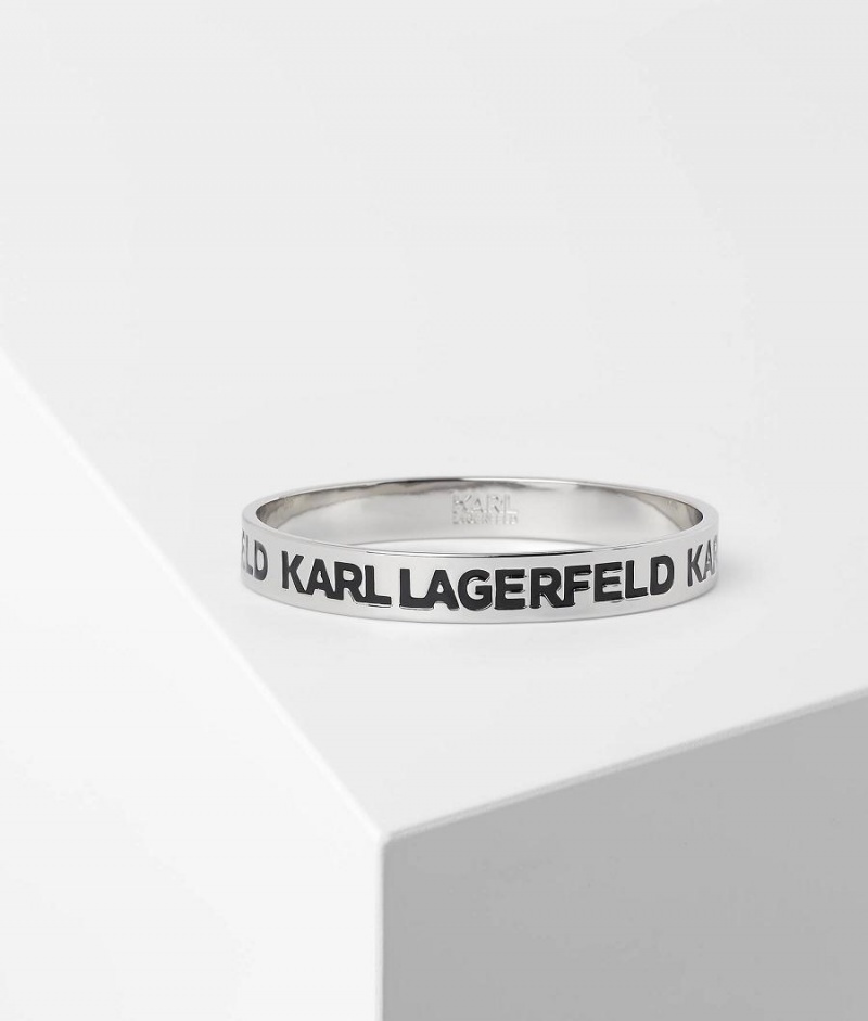 Biżuteria Damskie Karl Lagerfeld K/ESSENTIAL BANGLE Czarne Srebrne | PL TV2108