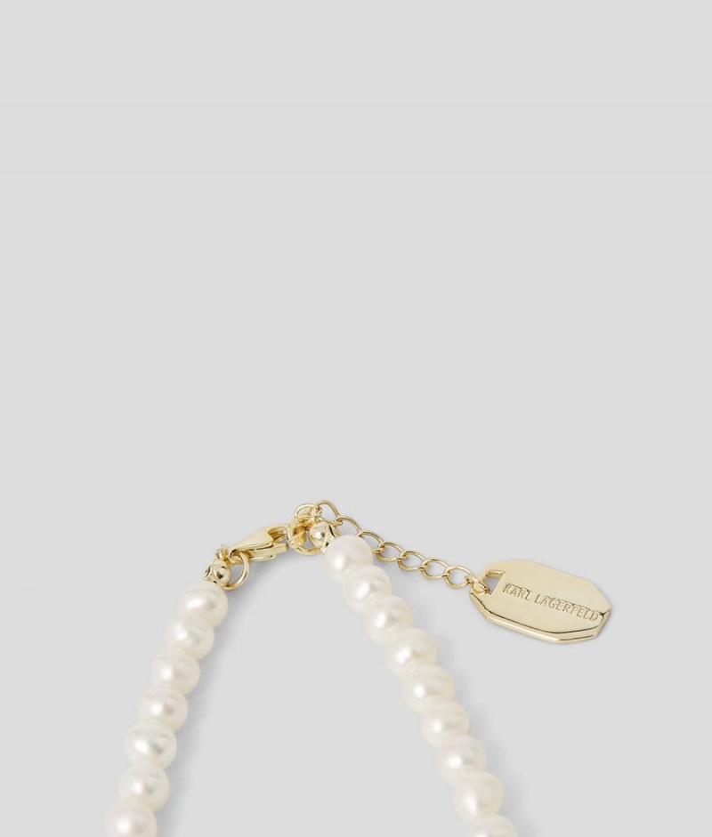 Biżuteria Damskie Karl Lagerfeld K/IKONIK PEARL NECKLACE Złote | PL YU2109