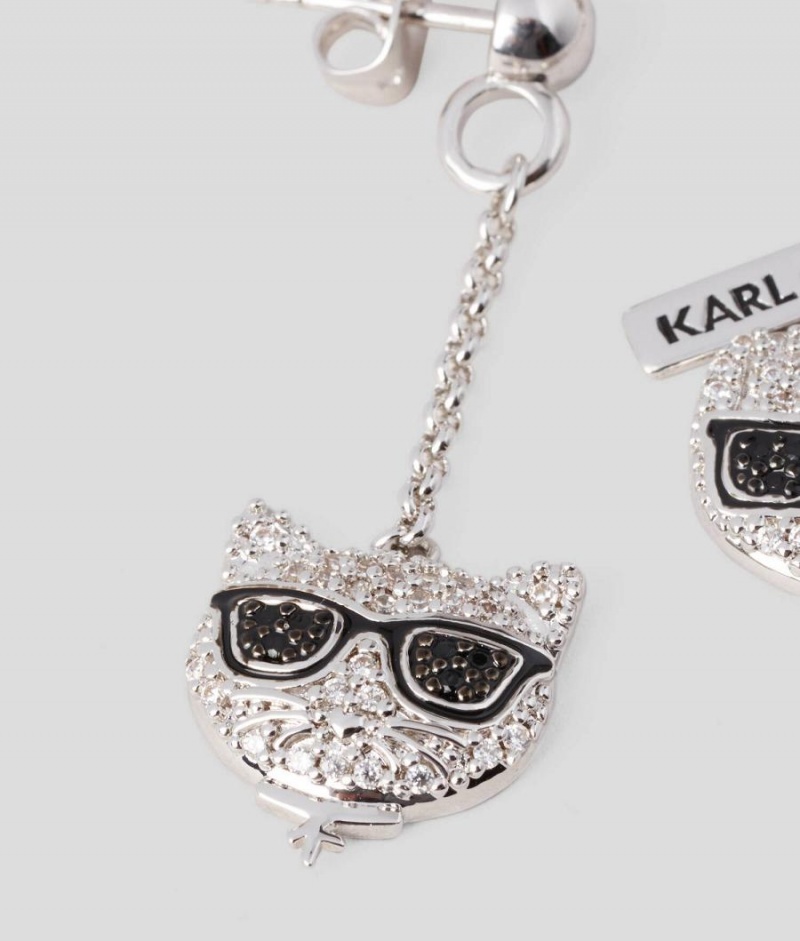 Biżuteria Damskie Karl Lagerfeld K/IKONIK PAVE DROP EARRINGS Srebrne | PL HK2119