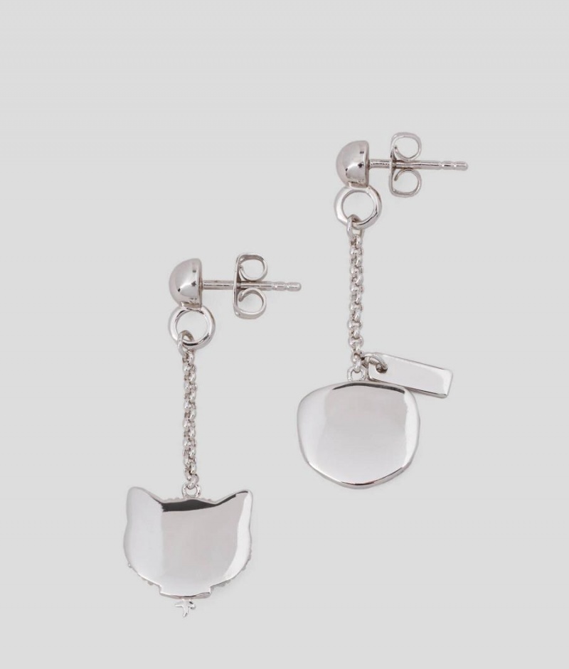 Biżuteria Damskie Karl Lagerfeld K/IKONIK PAVE DROP EARRINGS Srebrne | PL HK2119