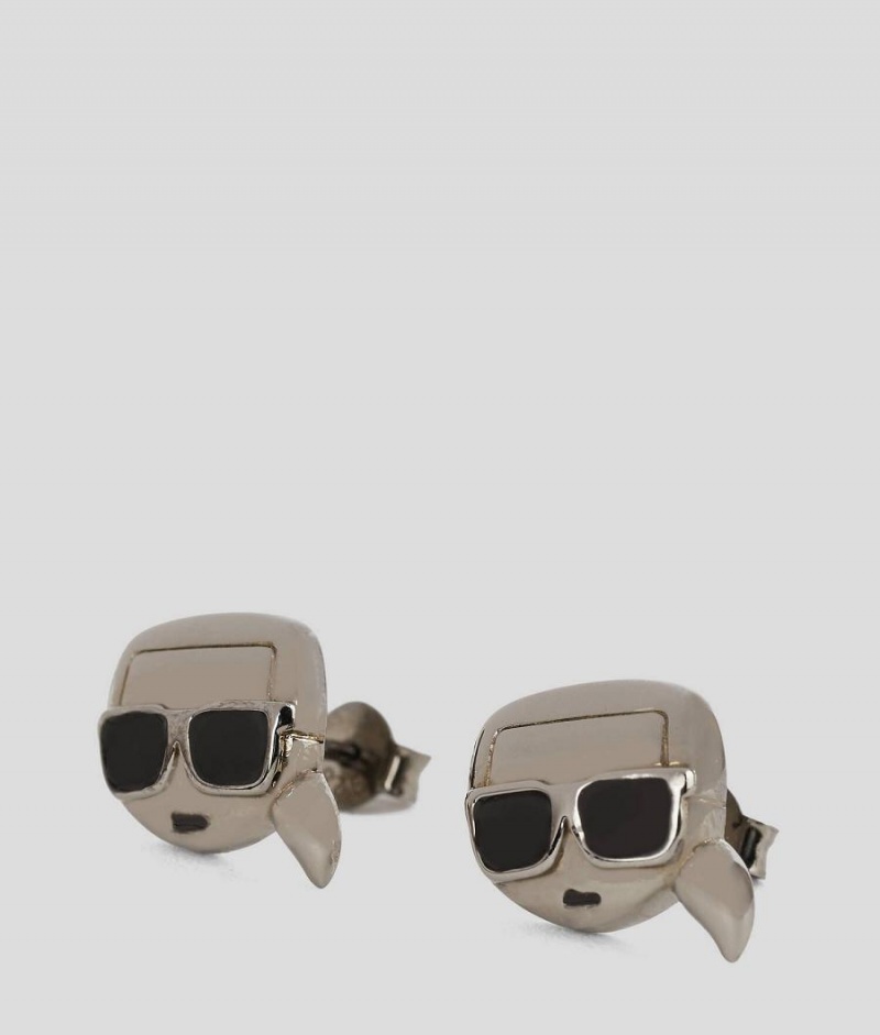 Biżuteria Damskie Karl Lagerfeld K/IKONIK STUD EARRINGS Szare | PL ZG2123