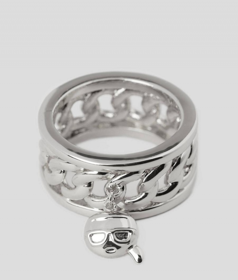 Biżuteria Damskie Karl Lagerfeld K/IKONIK CHARM RING Srebrne | PL BC2127