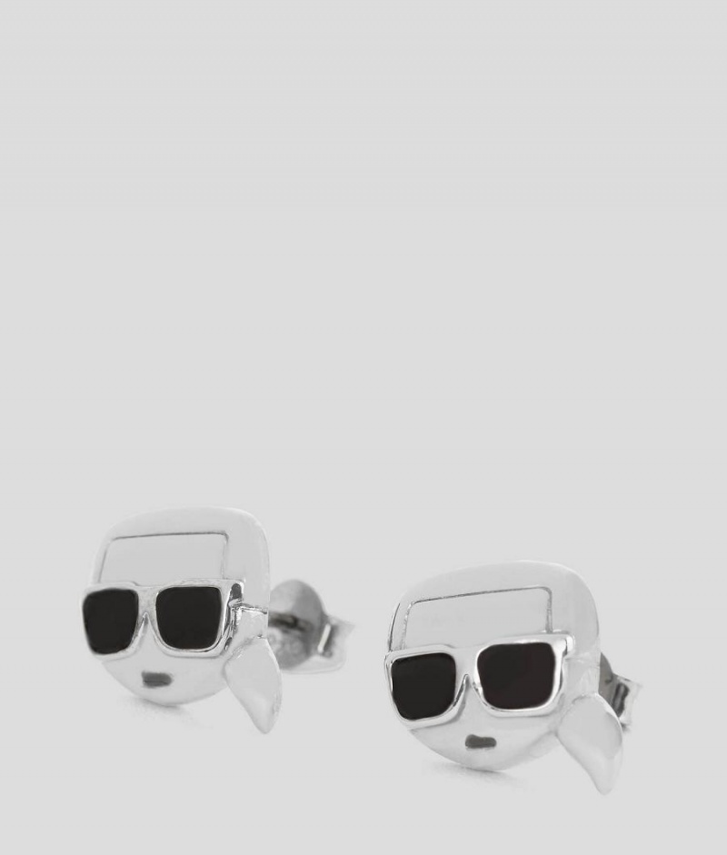 Biżuteria Damskie Karl Lagerfeld K/IKONIK STUD EARRINGS Srebrne | PL EX2132