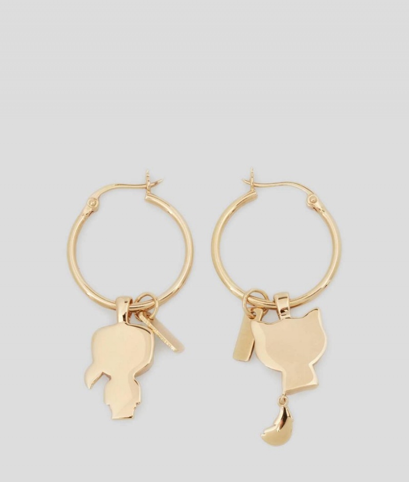 Biżuteria Damskie Karl Lagerfeld K/IKONIK SMALL HOOP EARRINGS Złote | PL HK2145