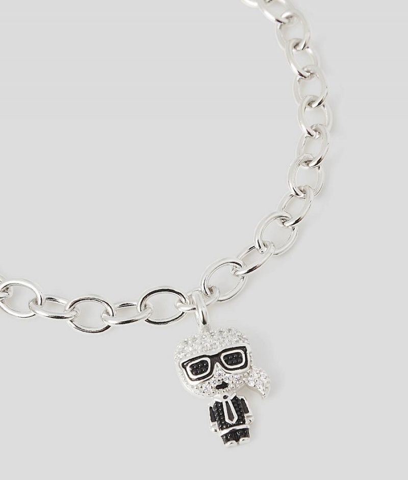 Biżuteria Damskie Karl Lagerfeld K/IKONIK PAVE HEART BRACELET Srebrne | PL XF2150