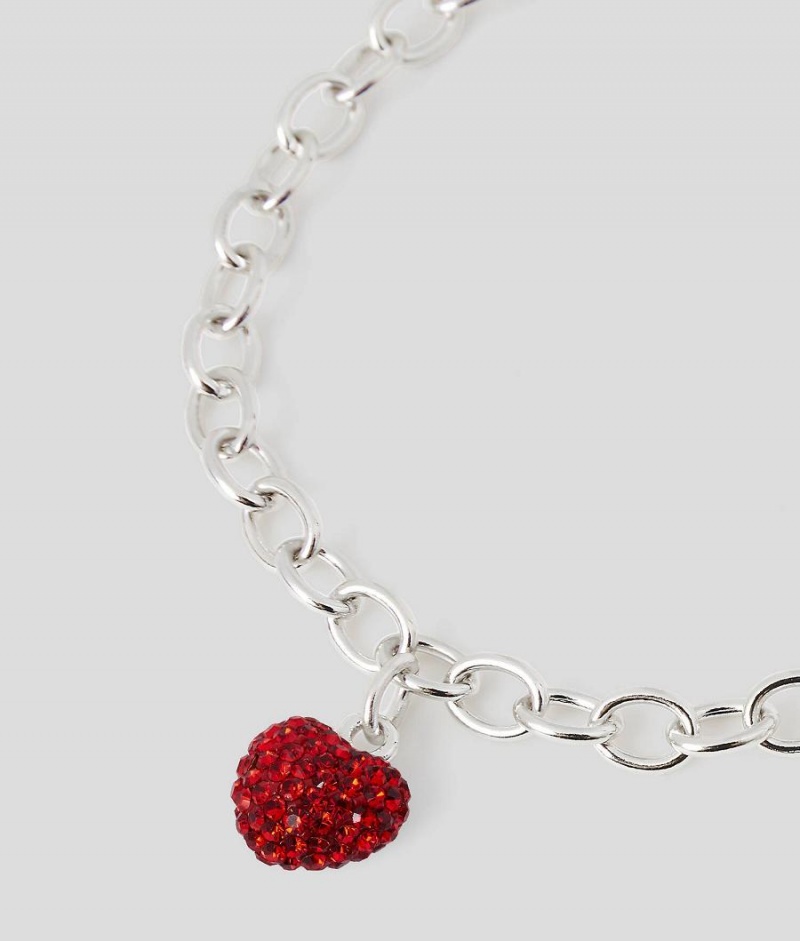 Biżuteria Damskie Karl Lagerfeld K/IKONIK PAVE HEART BRACELET Srebrne | PL XF2150