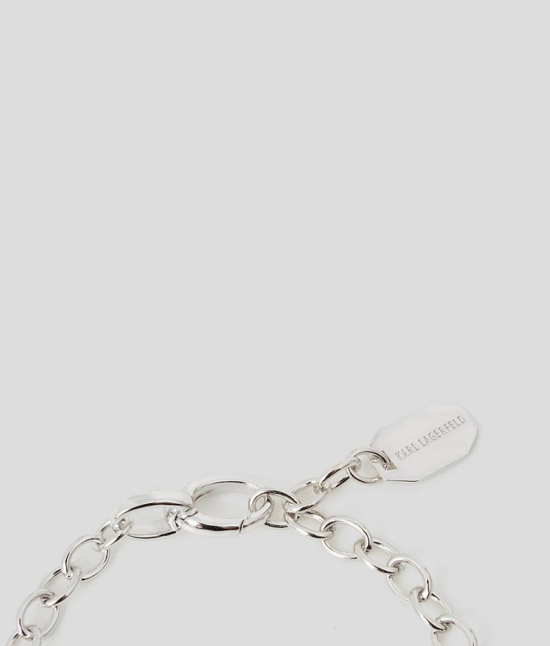 Biżuteria Damskie Karl Lagerfeld K/IKONIK PAVE HEART BRACELET Srebrne | PL XF2150