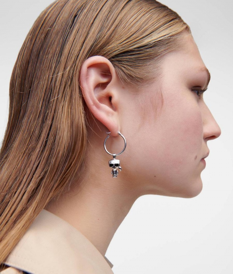 Biżuteria Damskie Karl Lagerfeld K/IKONIK SMALL HOOP EARRINGS Srebrne | PL MA2155