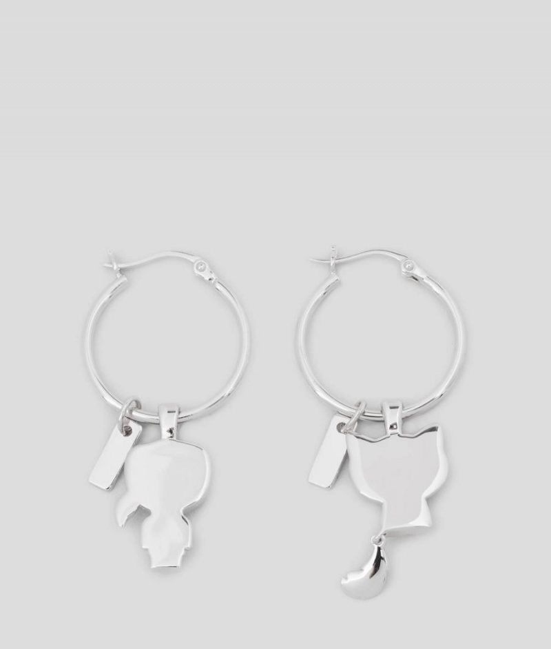 Biżuteria Damskie Karl Lagerfeld K/IKONIK SMALL HOOP EARRINGS Srebrne | PL MA2155