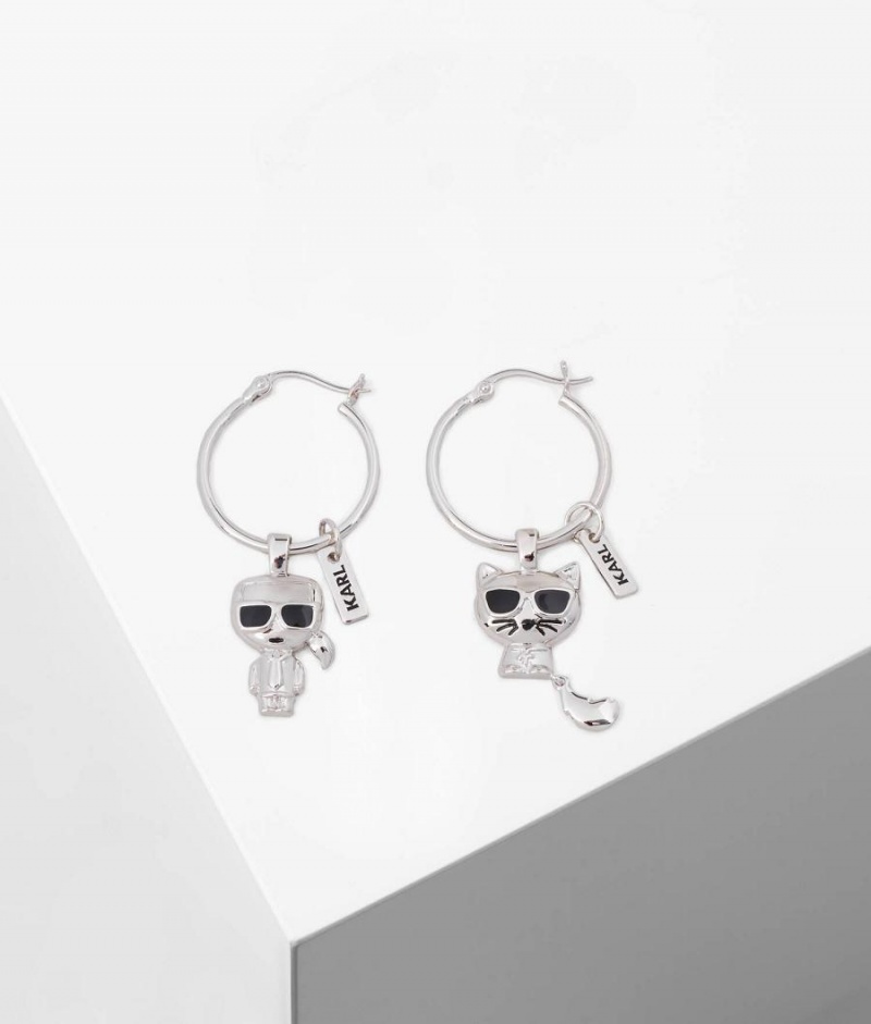 Biżuteria Damskie Karl Lagerfeld K/IKONIK SMALL HOOP EARRINGS Srebrne | PL MA2155