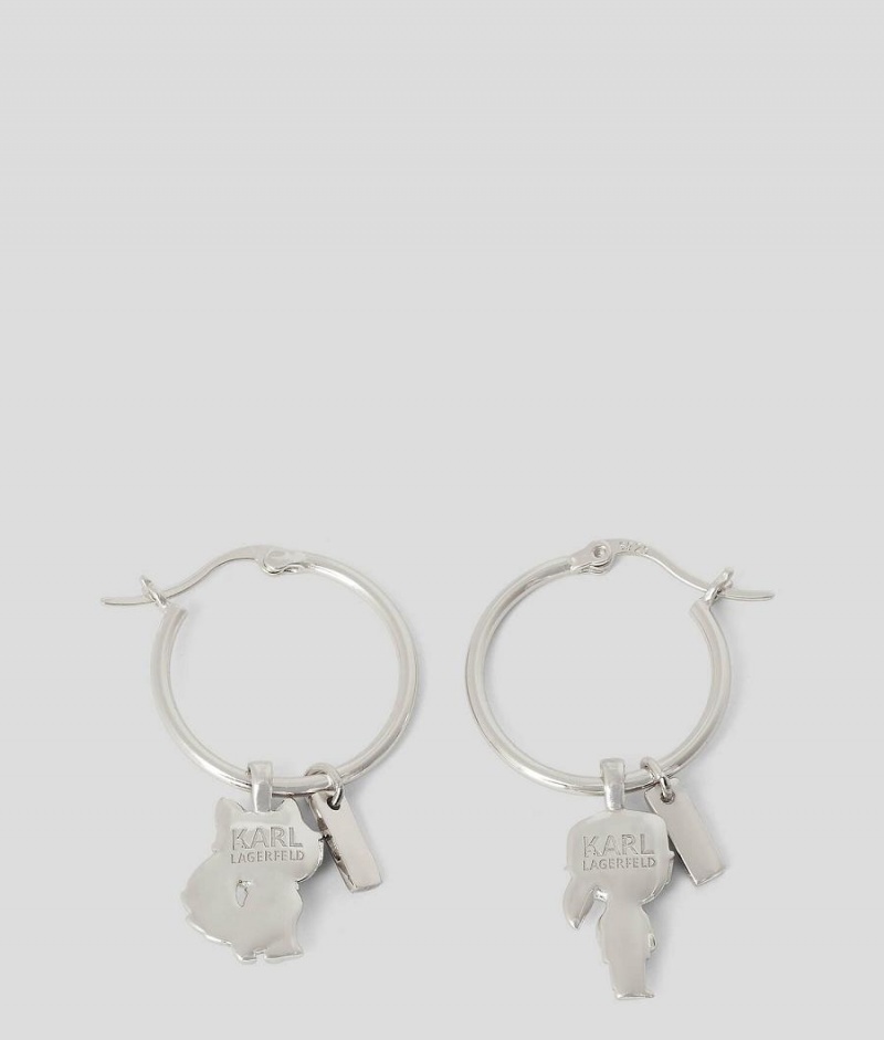 Biżuteria Damskie Karl Lagerfeld K/IKONIK HOOP EARRINGS Srebrne | PL SO2167