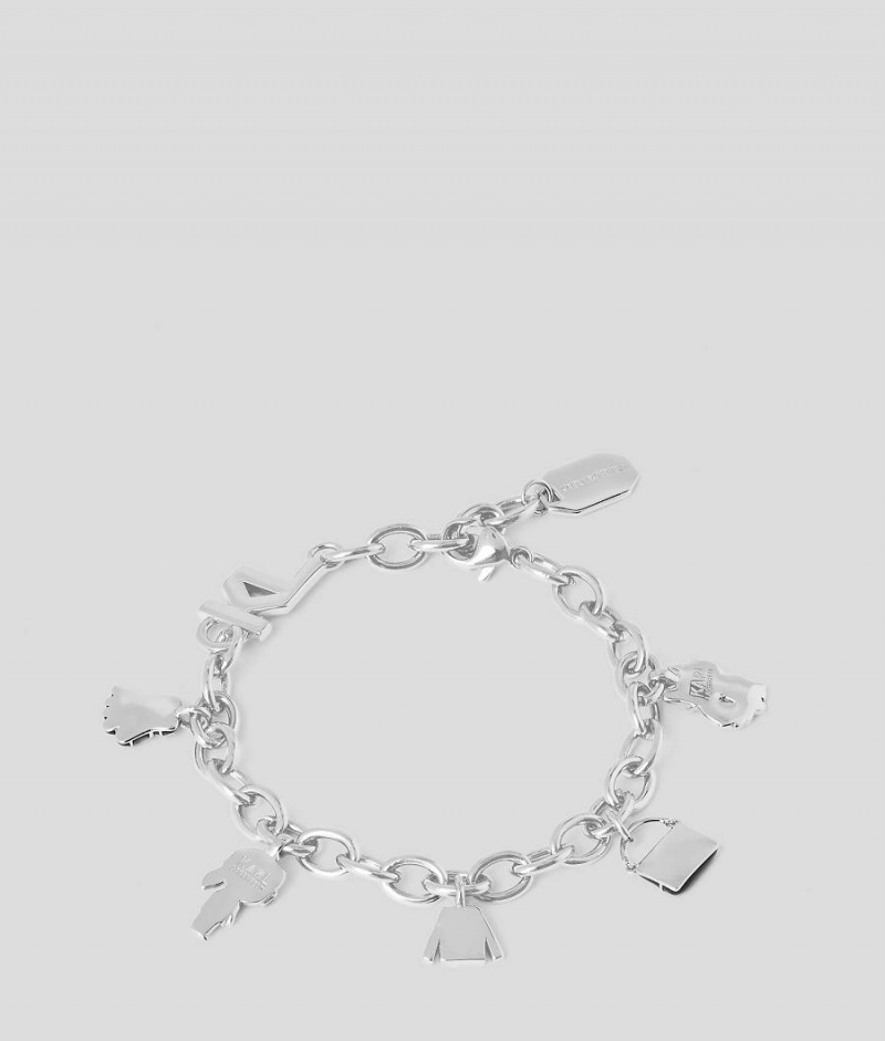 Biżuteria Damskie Karl Lagerfeld K/IKONIK CHARM BRACELET Srebrne | PL BC2179