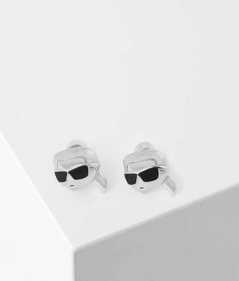 Biżuteria Damskie Karl Lagerfeld K/IKONIK 2.0 STUD EARRINGS Srebrne | PL QZ2182