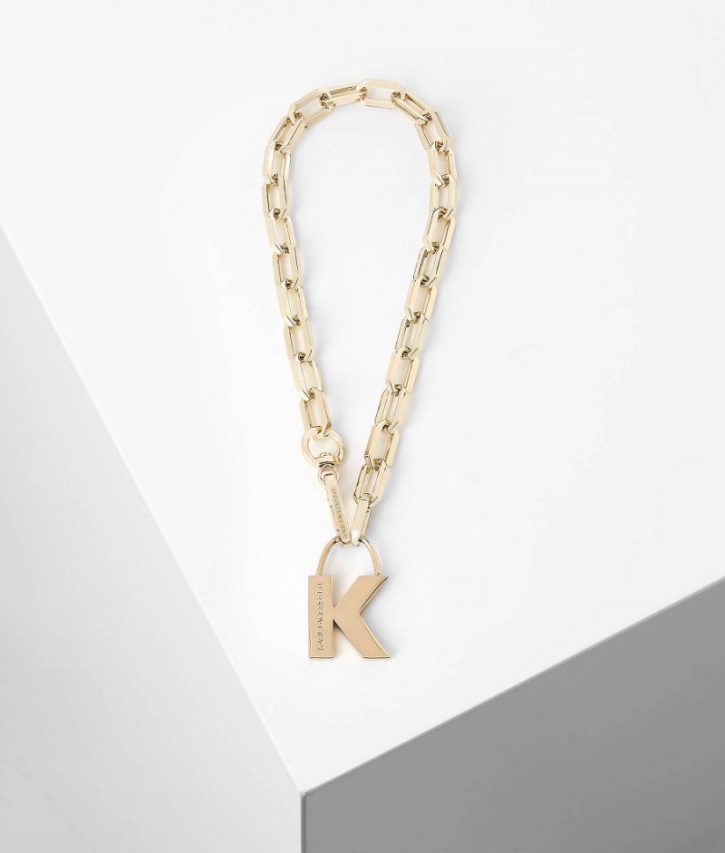 Biżuteria Damskie Karl Lagerfeld K/METAL CHAIN NECKLACE Złote | PL YU2135