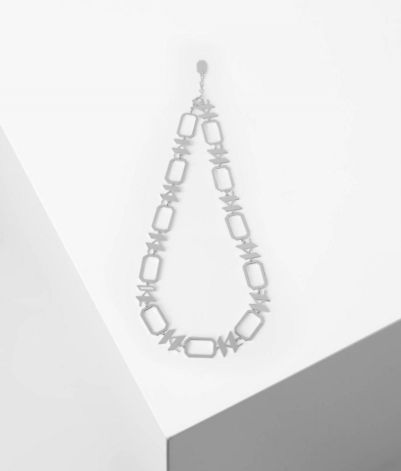 Biżuteria Damskie Karl Lagerfeld K/MONOGRAM GEOMETRIC CHAIN NECKLACE Srebrne | PL NB2102