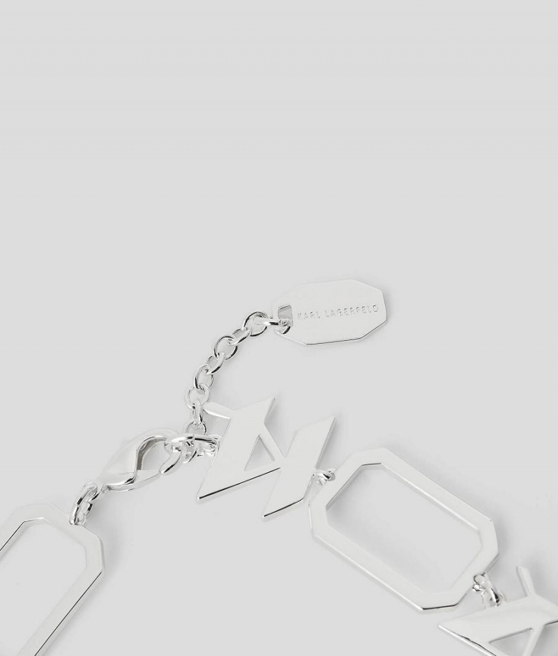 Biżuteria Damskie Karl Lagerfeld K/MONOGRAM GEOMETRIC CHAIN BRACELET Srebrne | PL PQ2113