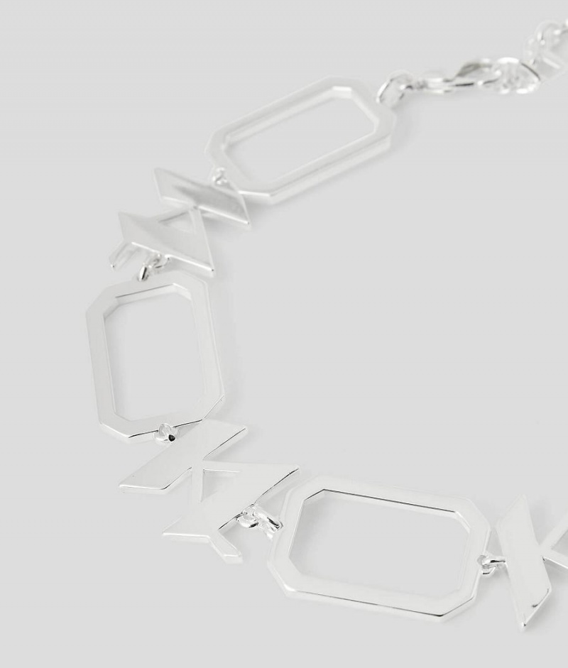 Biżuteria Damskie Karl Lagerfeld K/MONOGRAM GEOMETRIC CHAIN BRACELET Srebrne | PL PQ2113