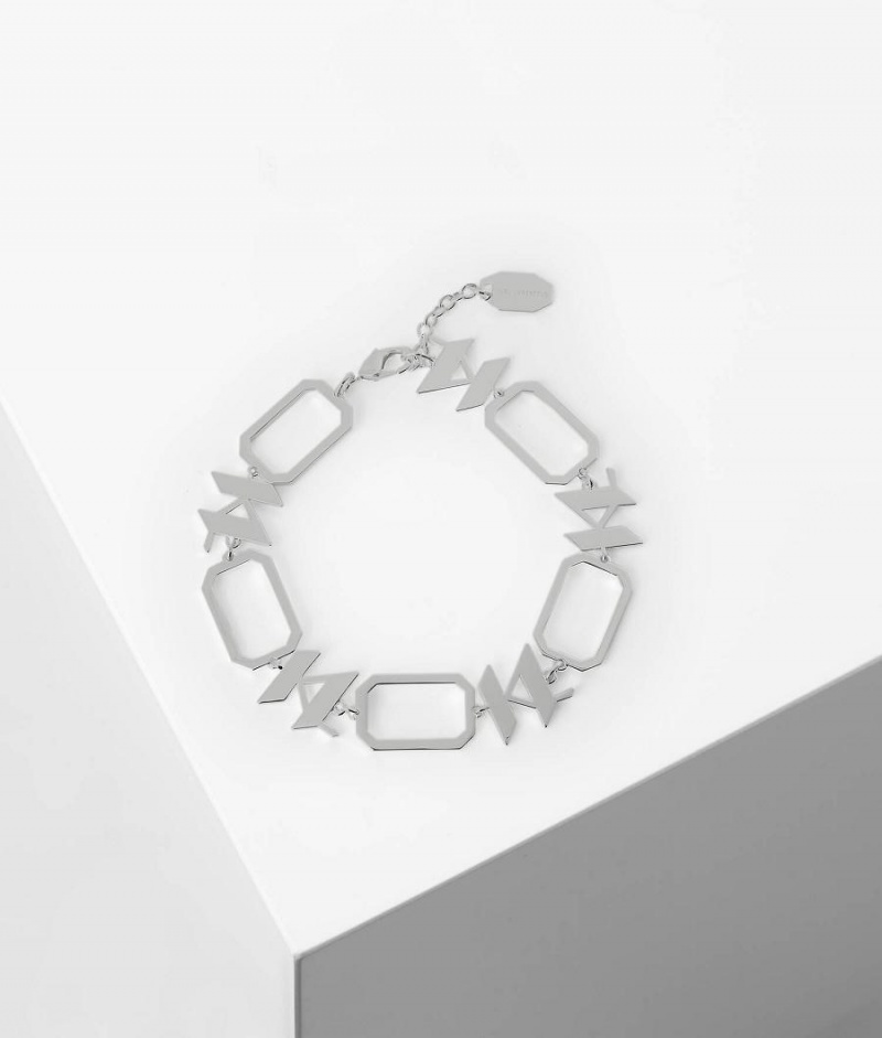 Biżuteria Damskie Karl Lagerfeld K/MONOGRAM GEOMETRIC CHAIN BRACELET Srebrne | PL PQ2113