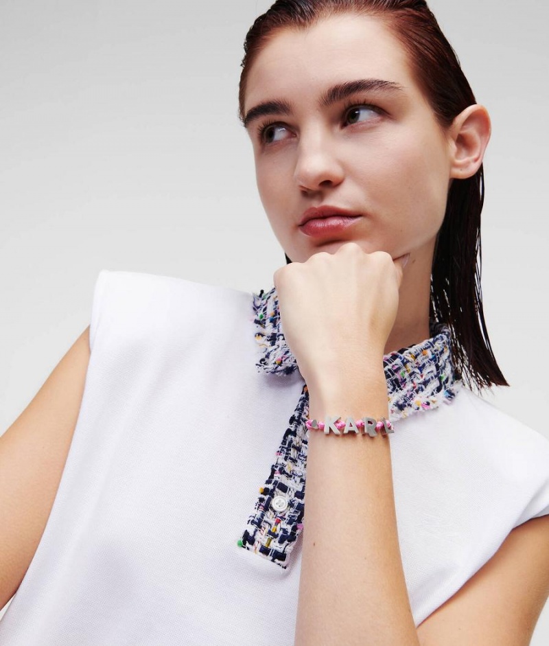 Biżuteria Damskie Karl Lagerfeld K/SUMMER LETTERS WOVEN BRACELET Różowe | PL KI2121