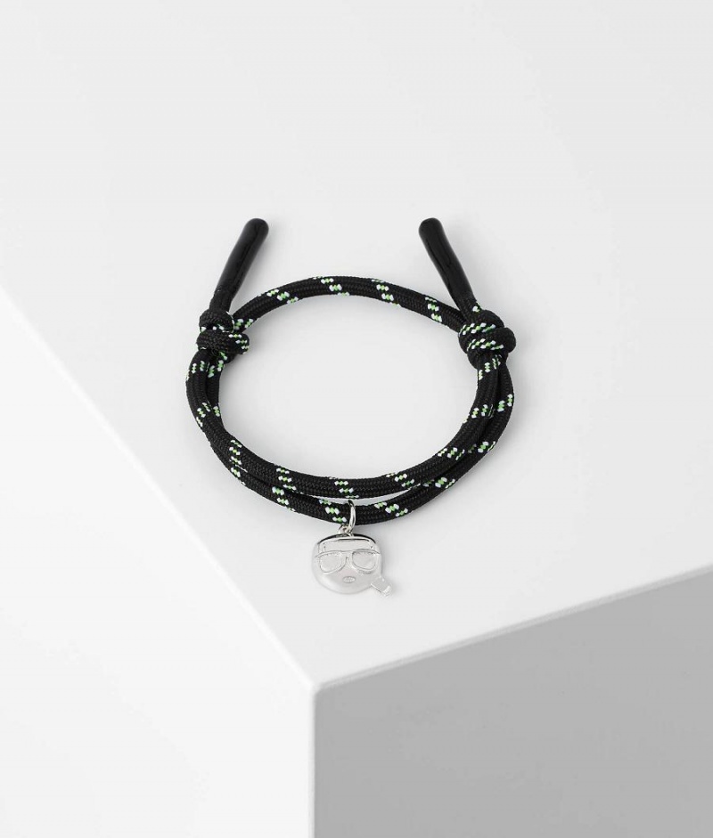 Biżuteria Damskie Karl Lagerfeld K/SUMMER WOVEN IKONIK BRACELET Czarne | PL MA2129