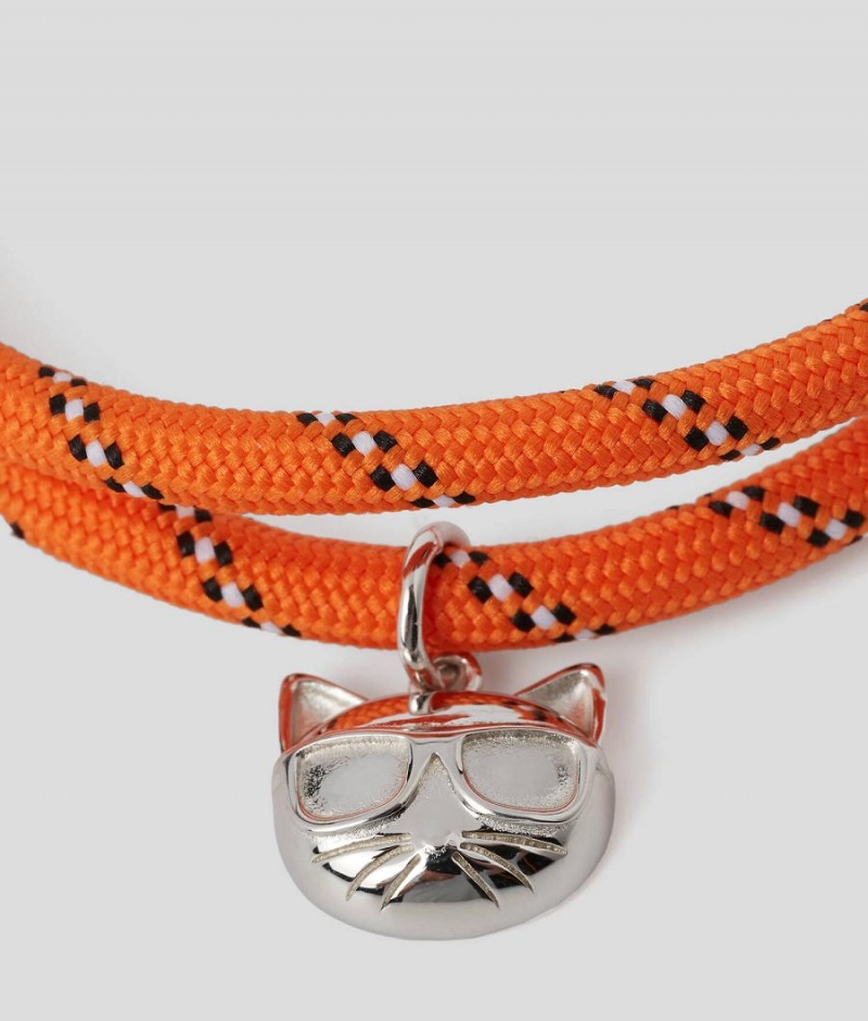 Biżuteria Damskie Karl Lagerfeld K/SUMMER WOVEN IKONIK CHOUPETTE BRACELET Pomarańczowe | PL AP2166