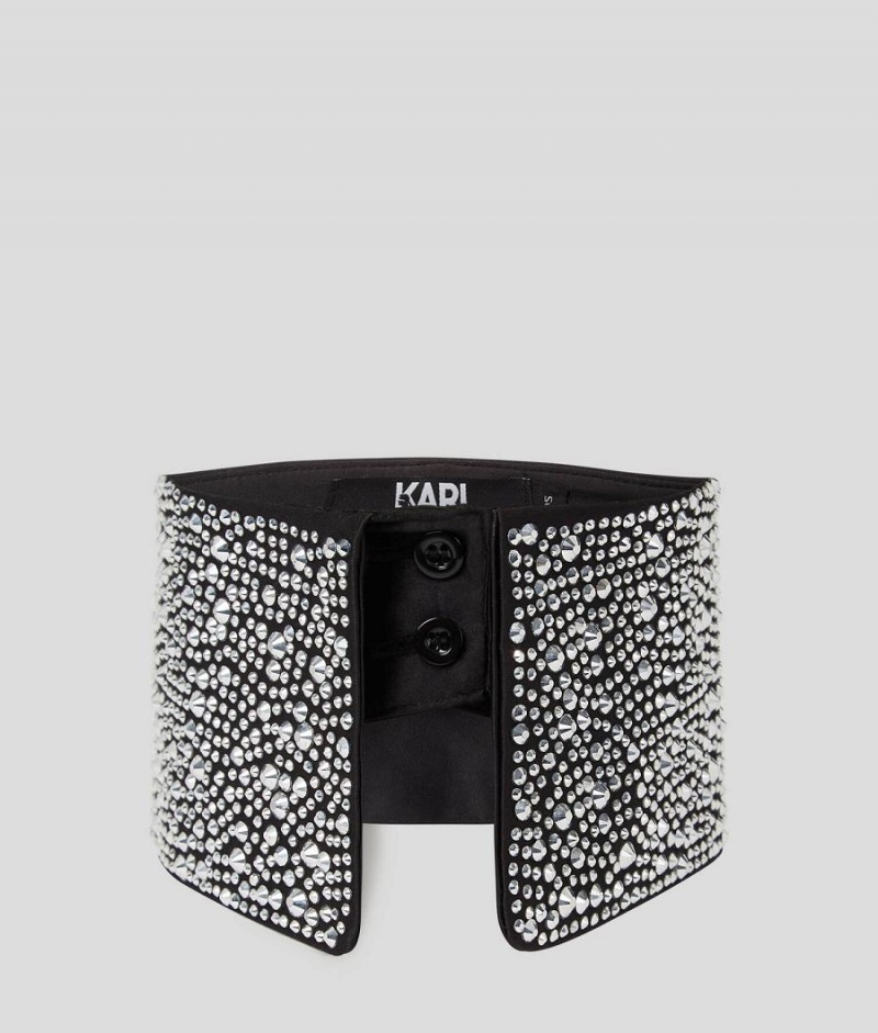 Biżuteria Damskie Karl Lagerfeld RHINESTONE COLLAR HANDPICKED BY HUN KIM Czarne | PL LH2174