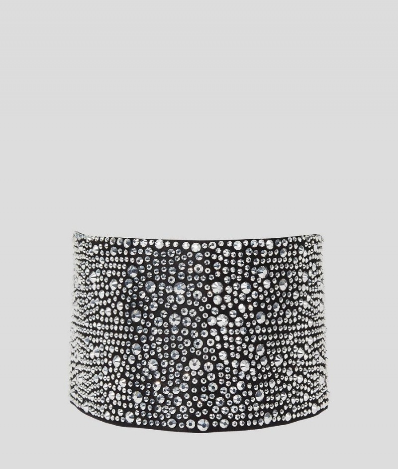 Biżuteria Damskie Karl Lagerfeld RHINESTONE COLLAR HANDPICKED BY HUN KIM Czarne | PL LH2174