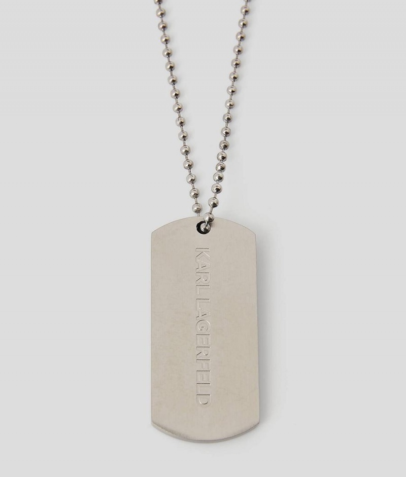 Biżuteria Męskie Karl Lagerfeld K/ID PLAQUE TAG NECKLACE Białe | PL GL3475