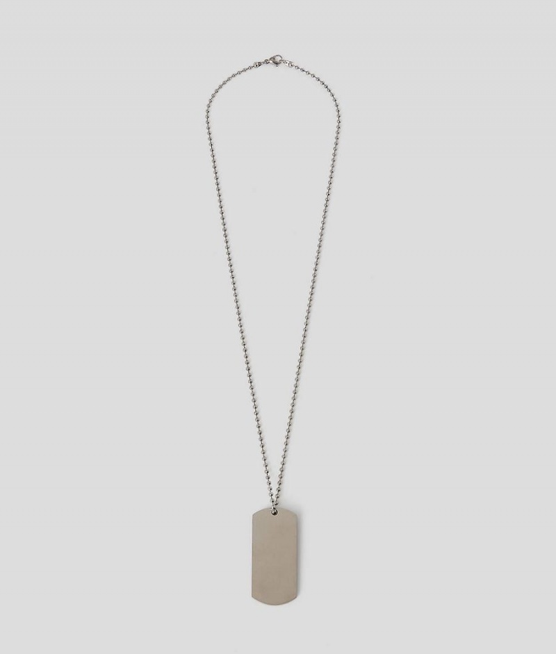 Biżuteria Męskie Karl Lagerfeld K/ID PLAQUE TAG NECKLACE Białe | PL GL3475