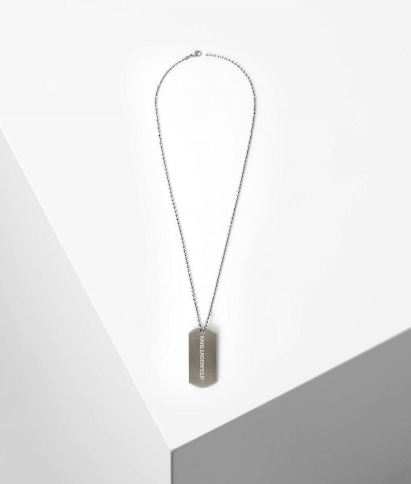 Biżuteria Męskie Karl Lagerfeld K/ID PLAQUE TAG NECKLACE Białe | PL GL3475