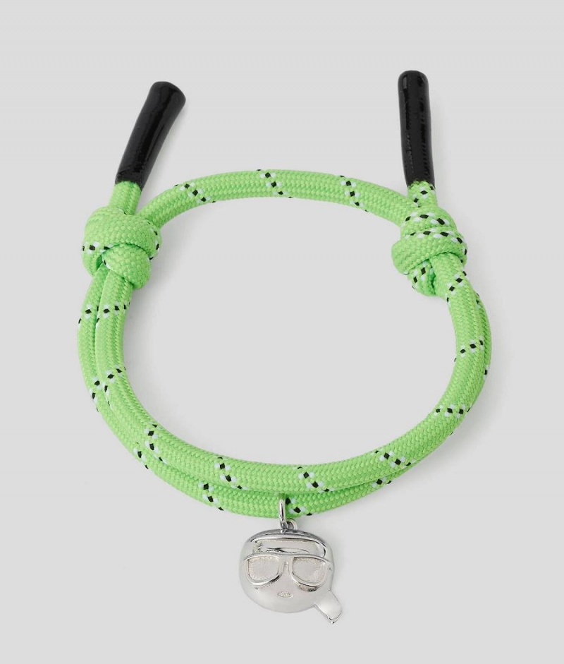 Biżuteria Męskie Karl Lagerfeld K/SUMMER WOVEN IKONIK BRACELET Zielone | PL QZ3471