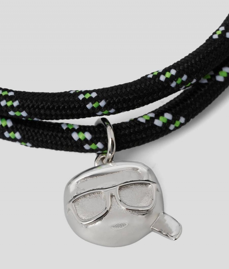 Biżuteria Męskie Karl Lagerfeld K/SUMMER WOVEN IKONIK BRACELET Czarne | PL AP3479