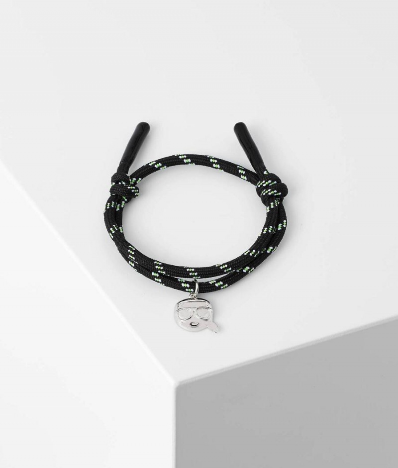 Biżuteria Męskie Karl Lagerfeld K/SUMMER WOVEN IKONIK BRACELET Czarne | PL AP3479