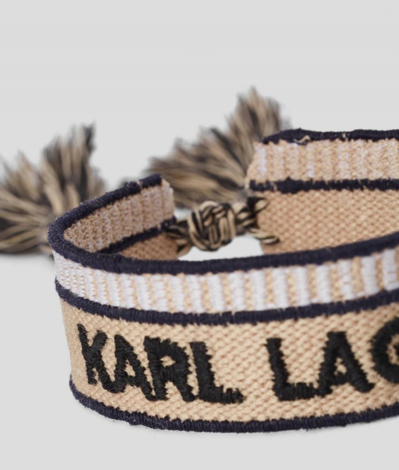 Biżuteria Męskie Karl Lagerfeld K/WOVEN SET OF TWO BRACELETS Czarne Beżowe | PL NB3473