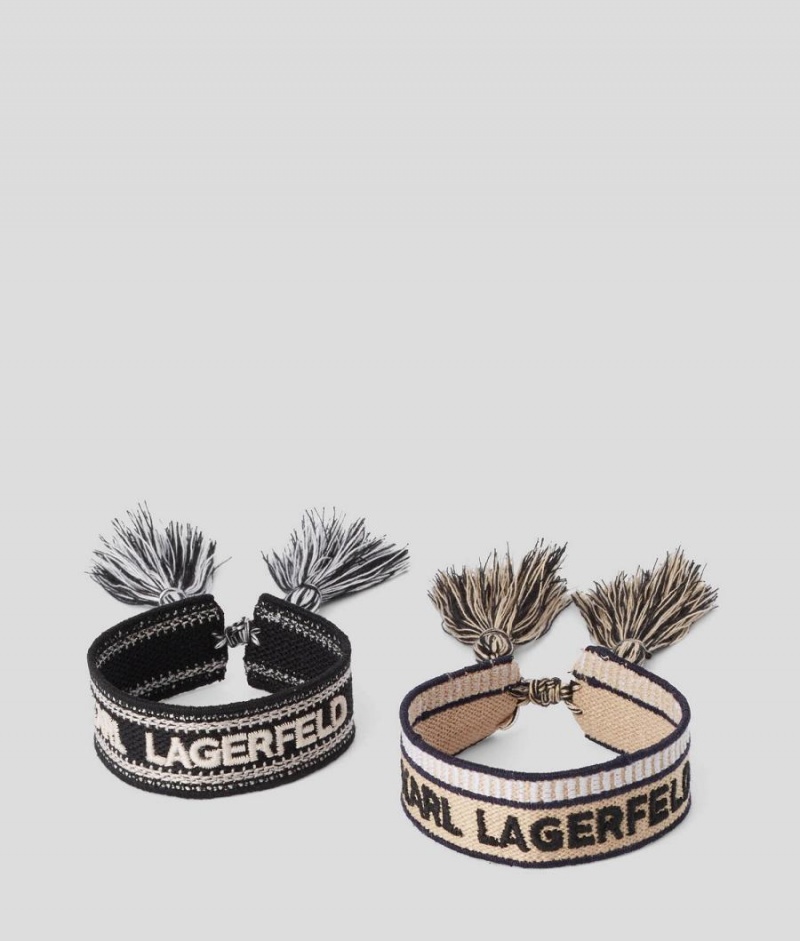 Biżuteria Męskie Karl Lagerfeld K/WOVEN SET OF TWO BRACELETS Czarne Beżowe | PL NB3473