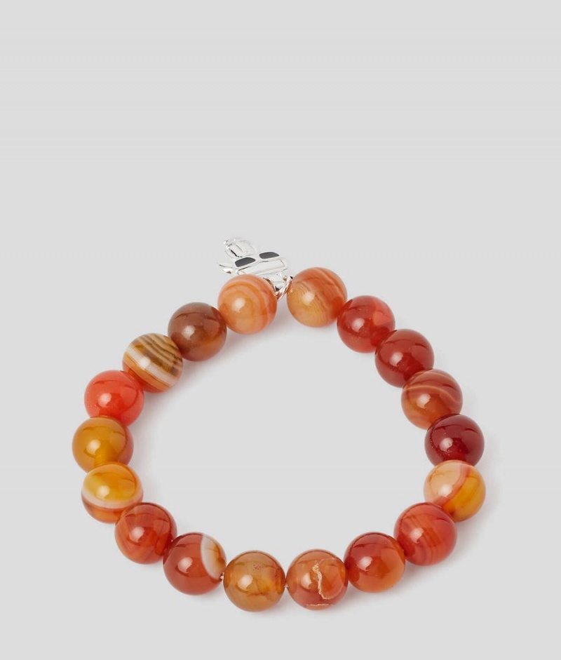 Biżuteria Męskie Karl Lagerfeld WoK/IKONIK BEADS BRACELET Pomarańczowe | PL DN3477