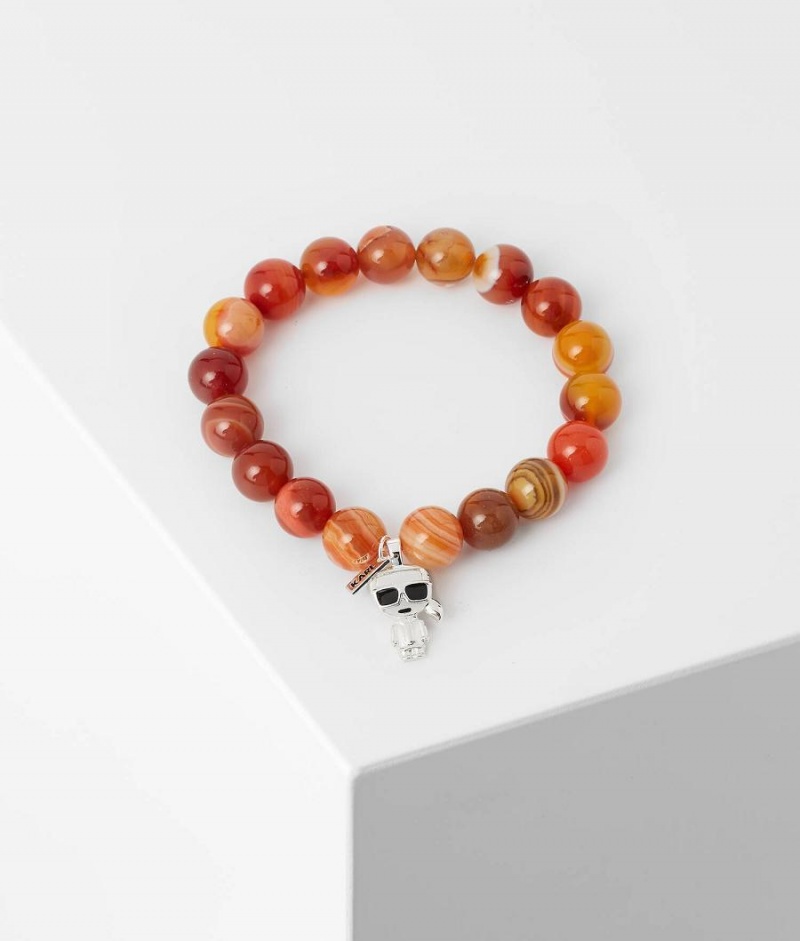 Biżuteria Męskie Karl Lagerfeld WoK/IKONIK BEADS BRACELET Pomarańczowe | PL DN3477