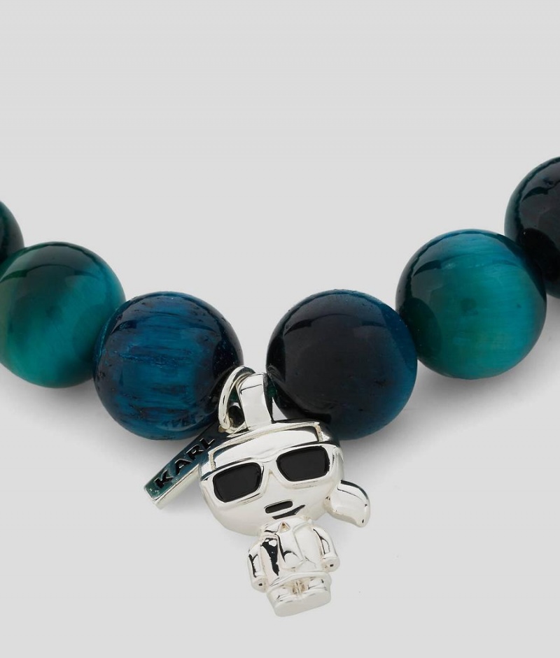 Biżuteria Męskie Karl Lagerfeld WoK/IKONIK BEADS BRACELET Zielone | PL SO3478