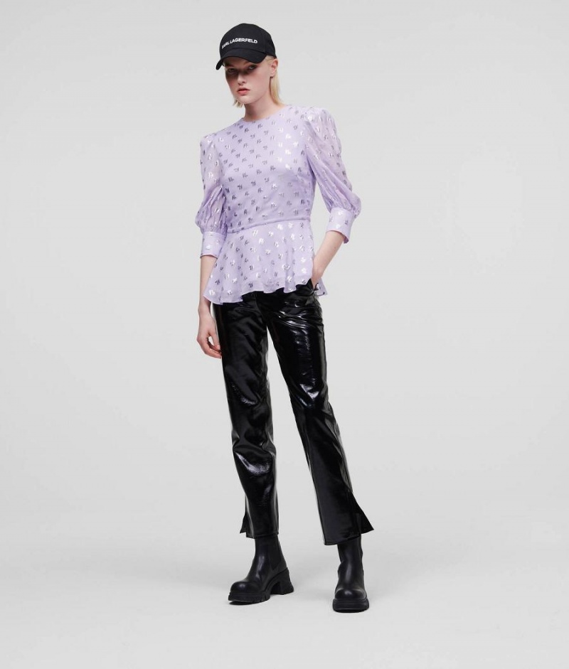 Blouses Damskie Karl Lagerfeld METALLIC KL MONOGRAM Lawenda | PL HK3190