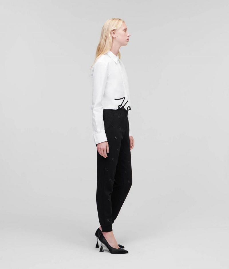 Blouses Damskie Karl Lagerfeld SIGNATURE CROPPED Białe | PL NB3181