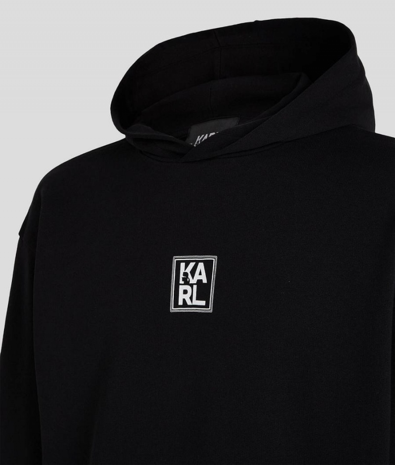 Bluza z Kapturem Męskie Karl Lagerfeld ATHLEISURE LOGO Czarne | PL SO3530