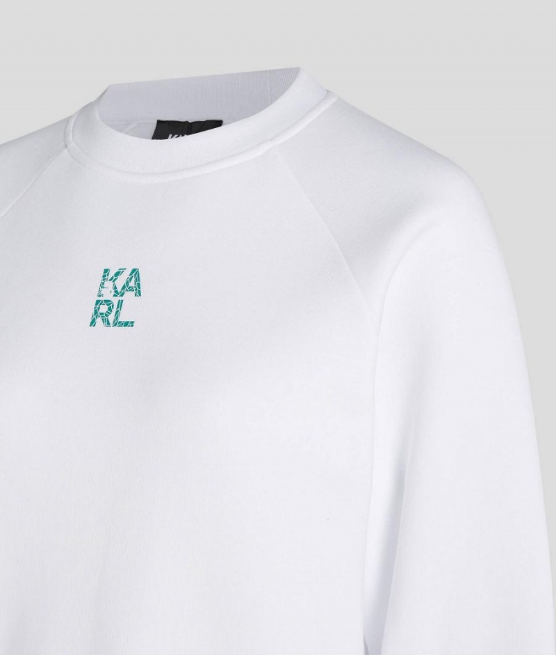 Bluzy Damskie Karl Lagerfeld ATHLEISURE LOGO Białe | PL VD2828