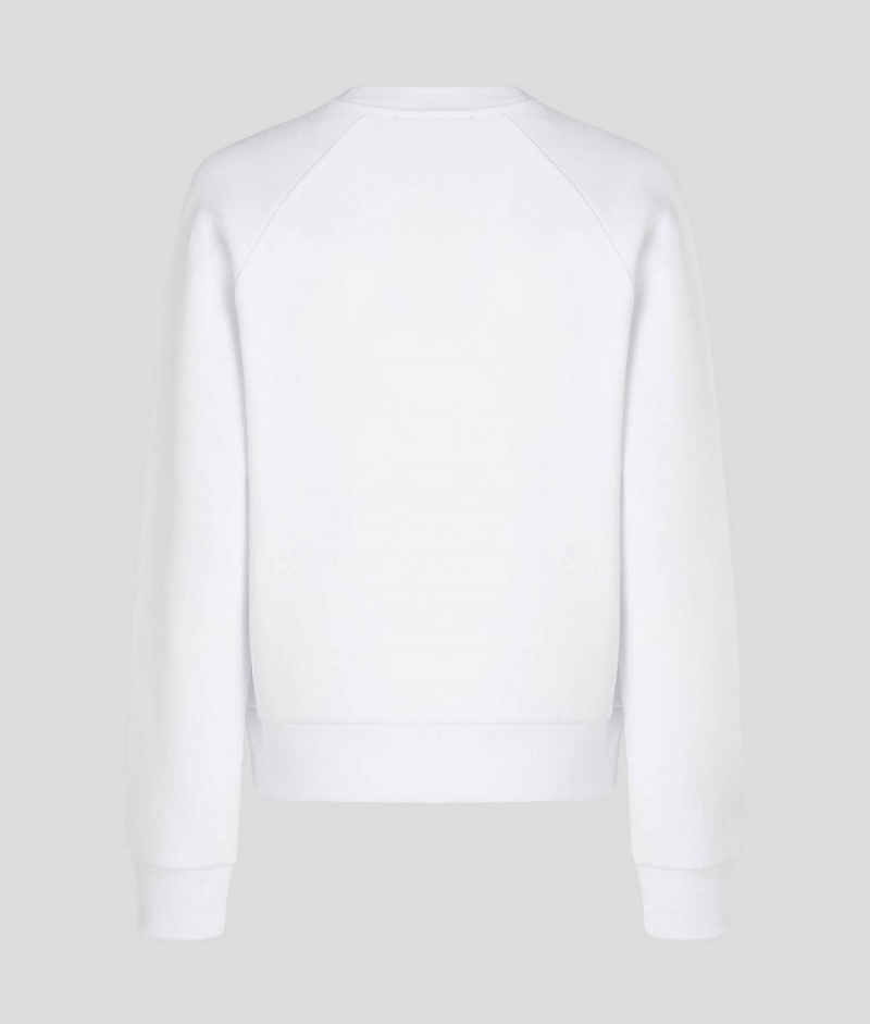 Bluzy Damskie Karl Lagerfeld ATHLEISURE LOGO Białe | PL VD2828